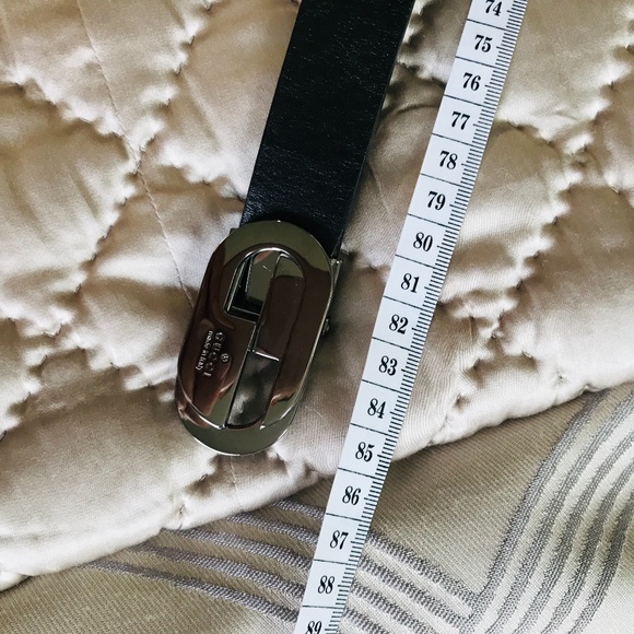 GUCCI Black Belt with Chrome Buckle Thin 1\